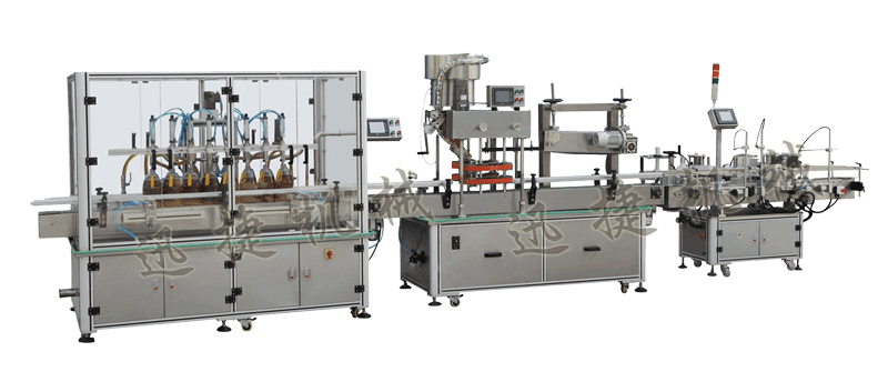 灌裝機+全自動封蓋機（自動理蓋，自動扣蓋，自動旋壓蓋）+貼標(biāo)機